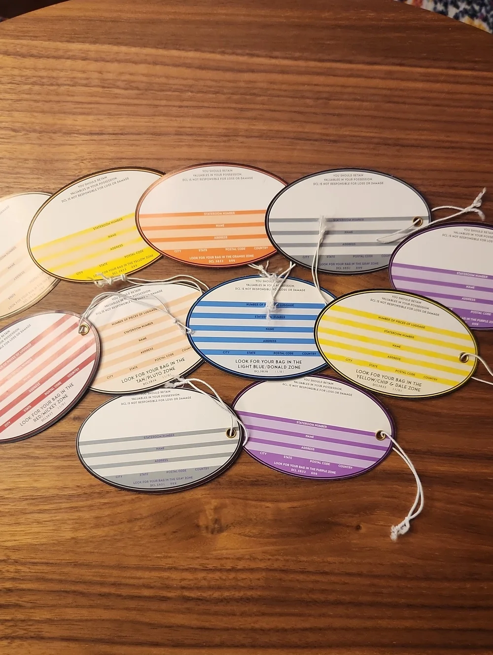 Vintage 1999-2001 Disney Cruise Line Luggage Tags - Set of 11